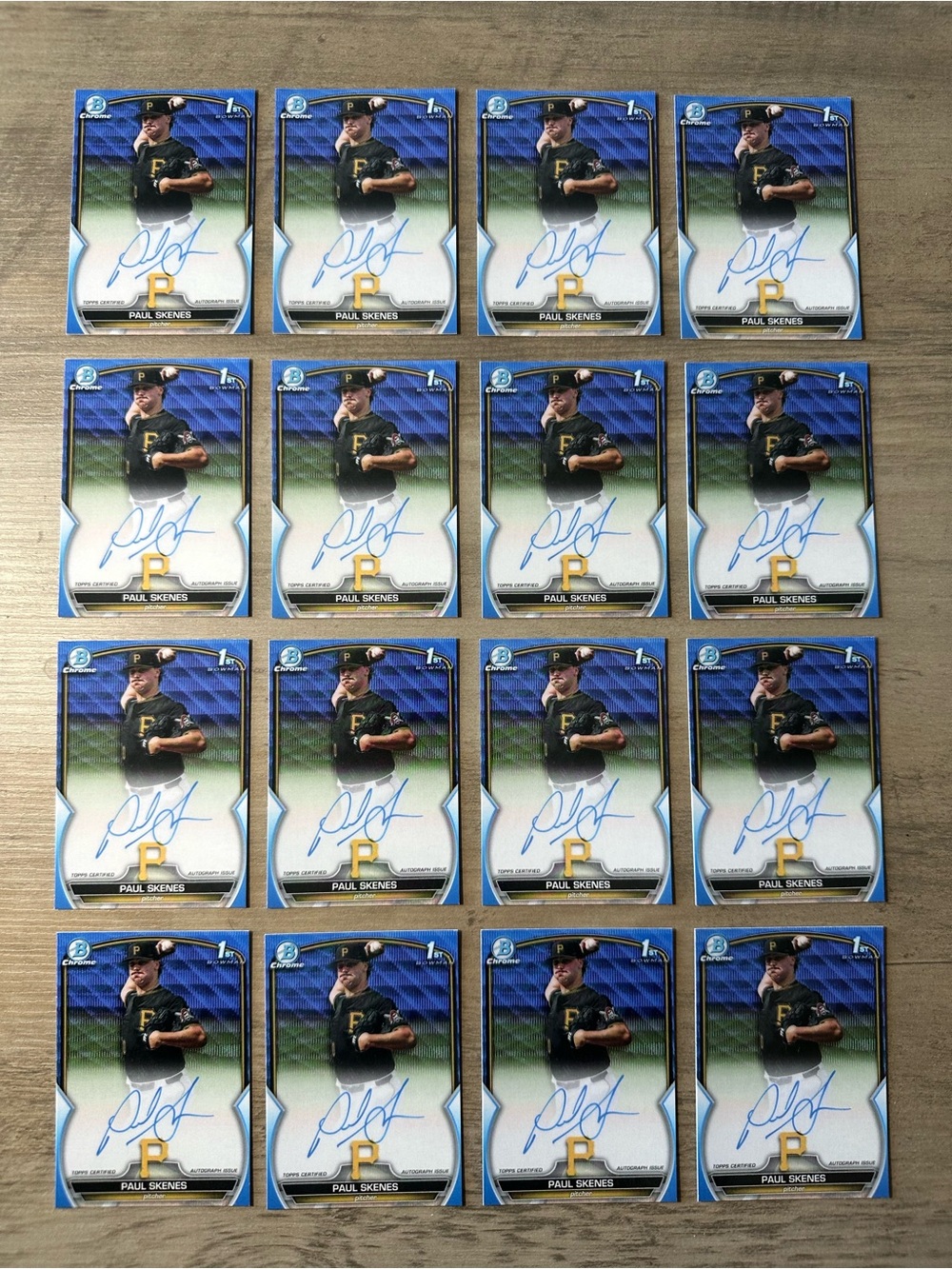Paul Skenes Signed Rookie Lot of (16) 2023 Bowman Chrome Novelty Baseball Cards.